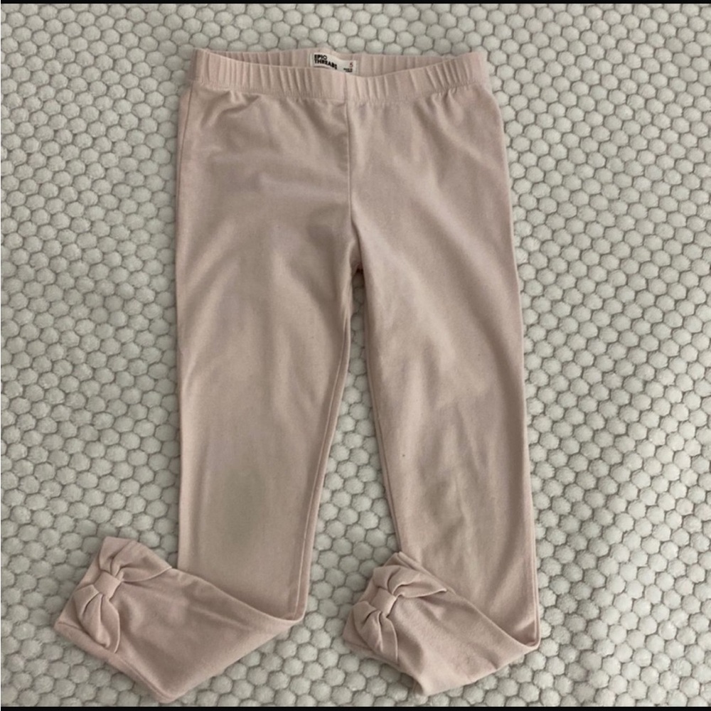 Epic Threads Girls Pink Leggings Size 5 with Bow Hem